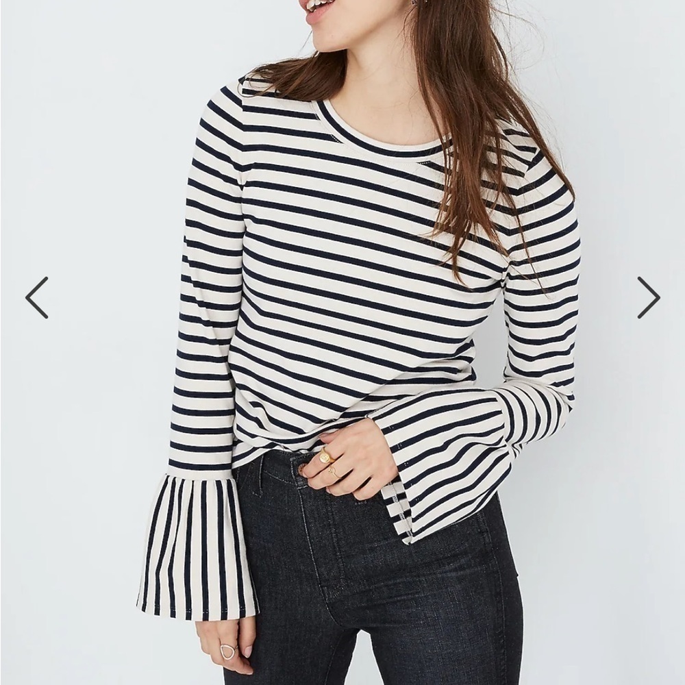 Madewell Stripe-Play Ruffle Cuff Top Large